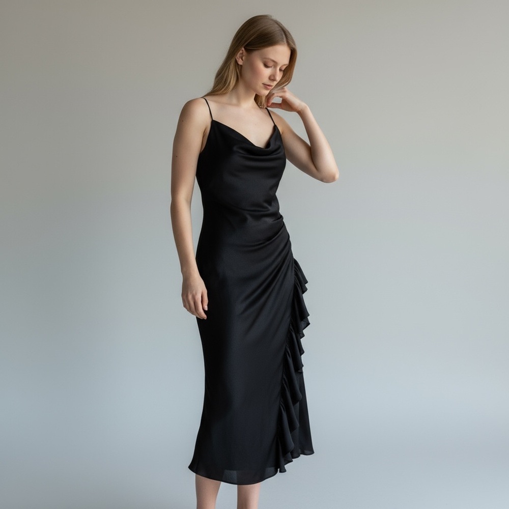 Chic Asymmetrical Black Dress